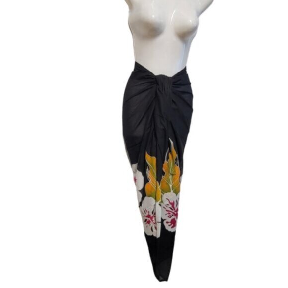 Womens Sarong Cotton Wrap Handpainted Batik Wrapskirt Beach Pareo Beachwear -NEW - Picture 1 of 6